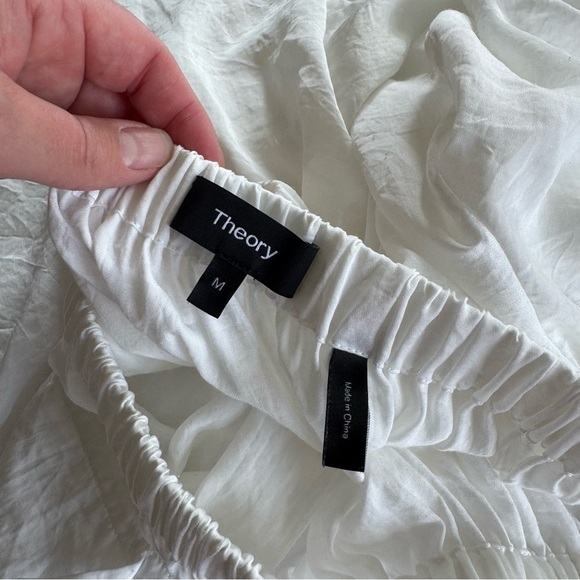 Theory White Off-Shoulder Blouse with Tie Waist Detail - Picture 8 of 8